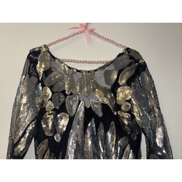 Latiste Dress Sequin Silver Spark Tulle‎ Goth Punk Rock Sz Med Fairy Concert Blk - Picture 3 of 6